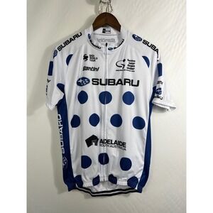Santini Santos Tour Down Under 2020 Subaru Cycling Jersey Mens XL White Blue Dot